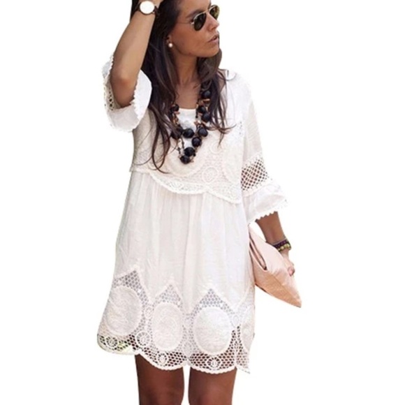 Dresses & Skirts - Women Summer Dress Fashion Half Sleeve Loose Lace Dress